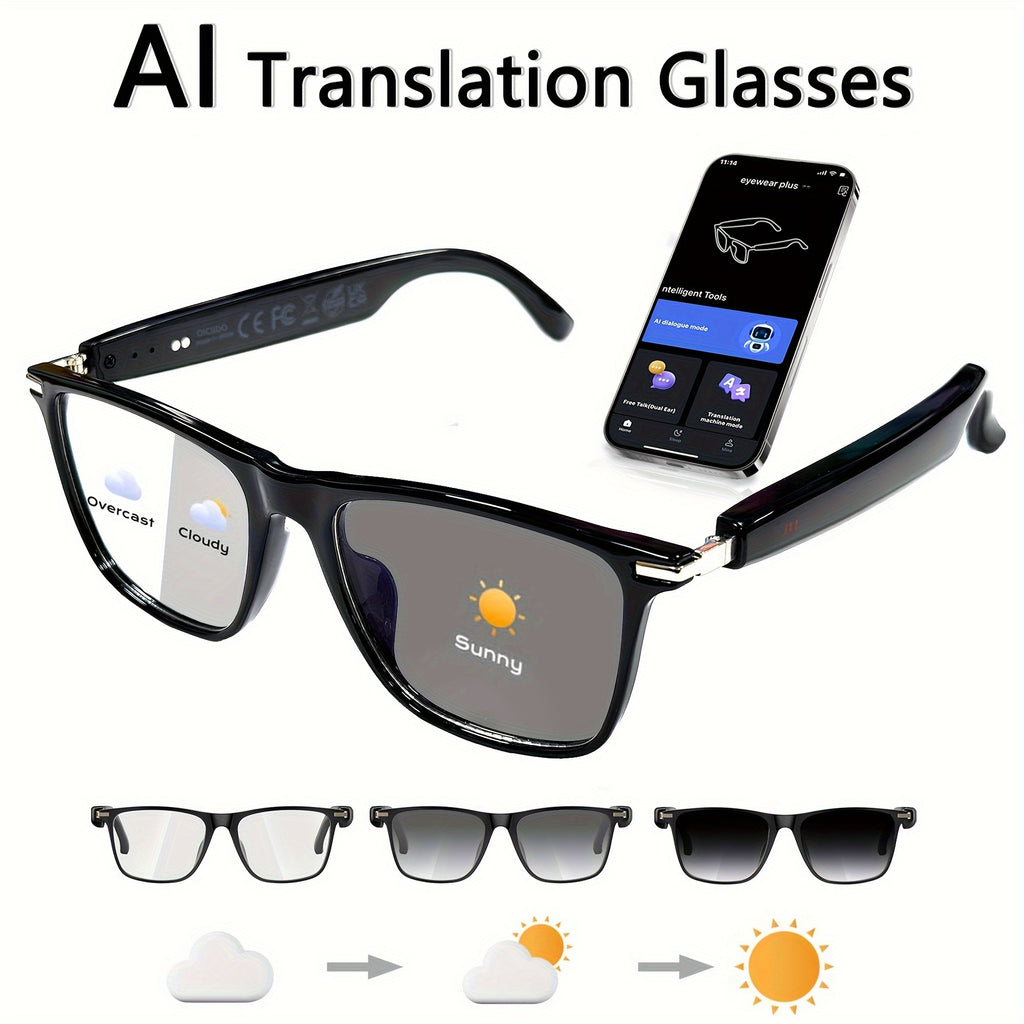 OICIIDO New AI Smart Glasses Support Real-time Translation for 160+ Languages And Video Translation. Equipped with Chat GPT System. Multifunctional Audio Glasses for Men And Women. Built-in Microphone And Speaker. HD Voice Calls And Hi-Fi Music
