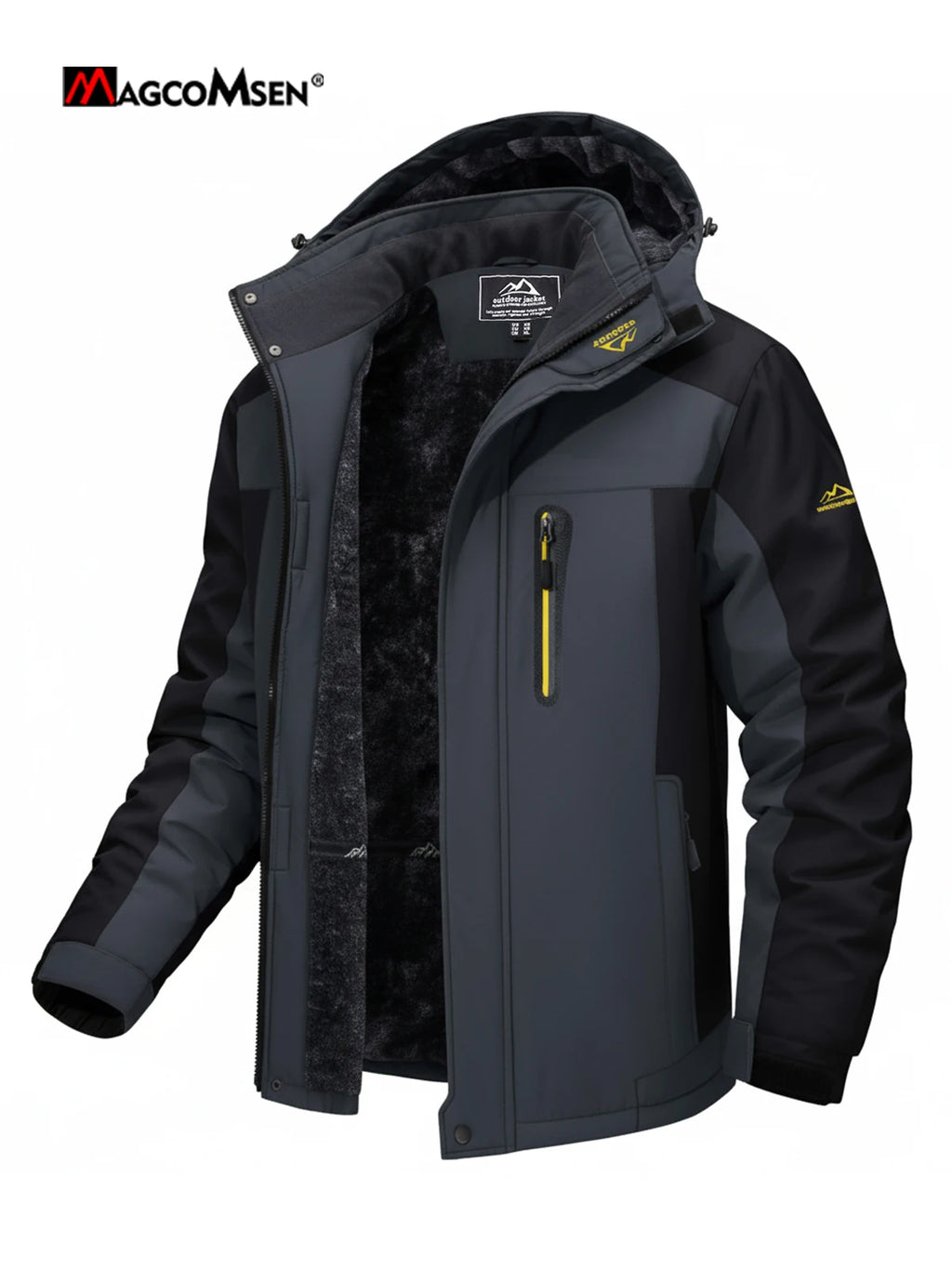 MAGCOMSEN Ski Jackets Fleece Lining Parka Waterproof Snow Coats Removable Hooded Warm Coats Thermal Windbreakers
