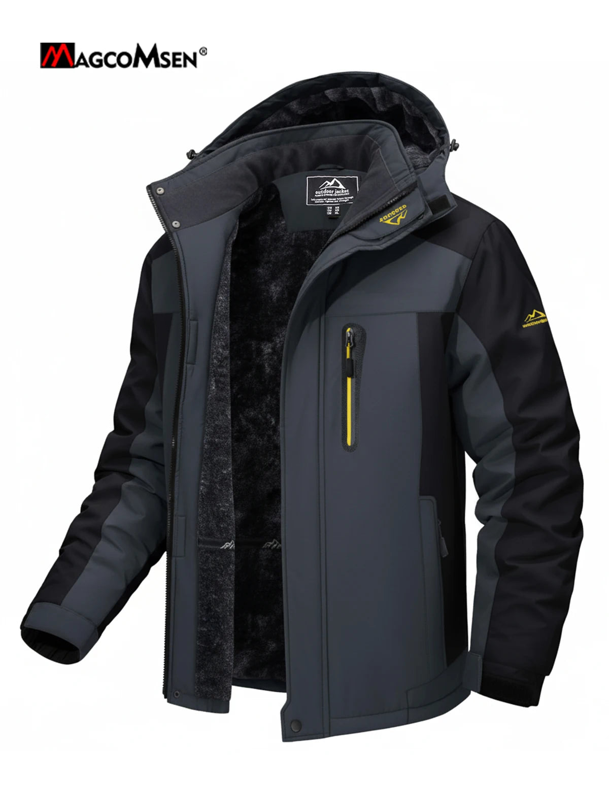 MAGCOMSEN Ski Jackets Fleece Lining Parka Waterproof Snow Coats Removable Hooded Warm Coats Thermal Windbreakers